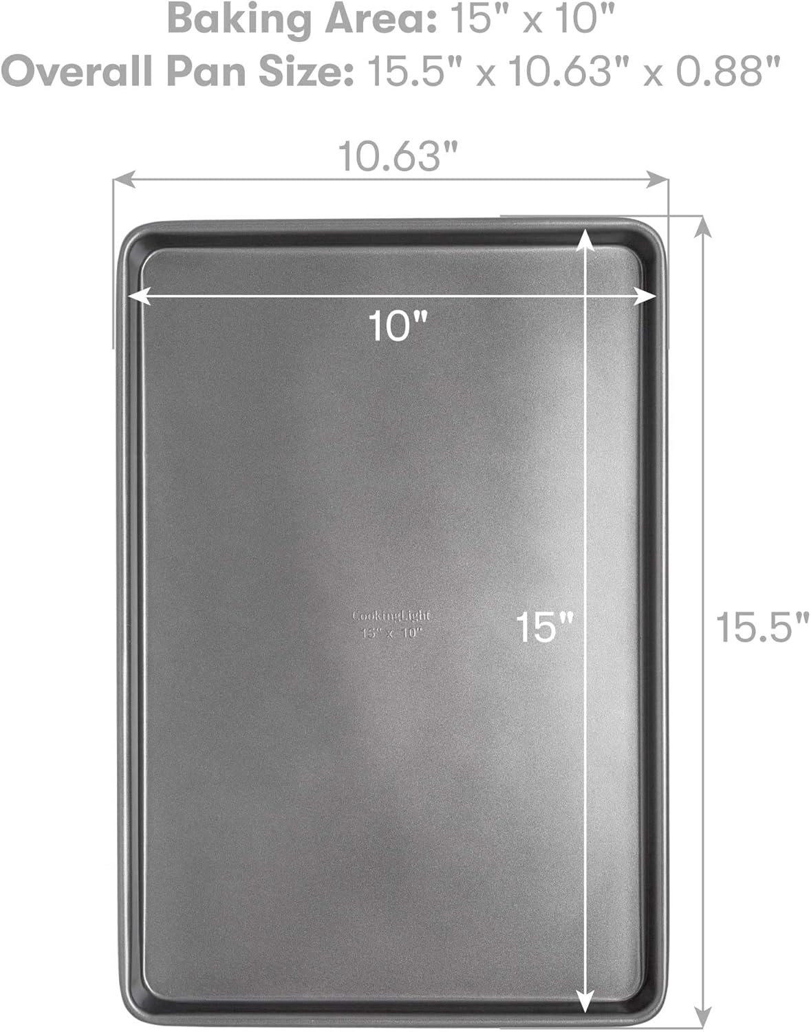 Cooking Light Heavy Duty Nonstick Bakeware Carbon Steel Baking Sheet or Cookie Sheet with Quick Release Coating, Manufactured without PFOA, Dishwasher Safe, Oven Safe, 15-Inch x 10-Inch, Gray - Image 4
