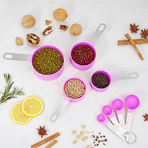 The 8-piece measuring Cups and Spoons Set meets various cooking measurements