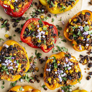 Quinoa, Corn, & Black Bean Stuffed Peppers