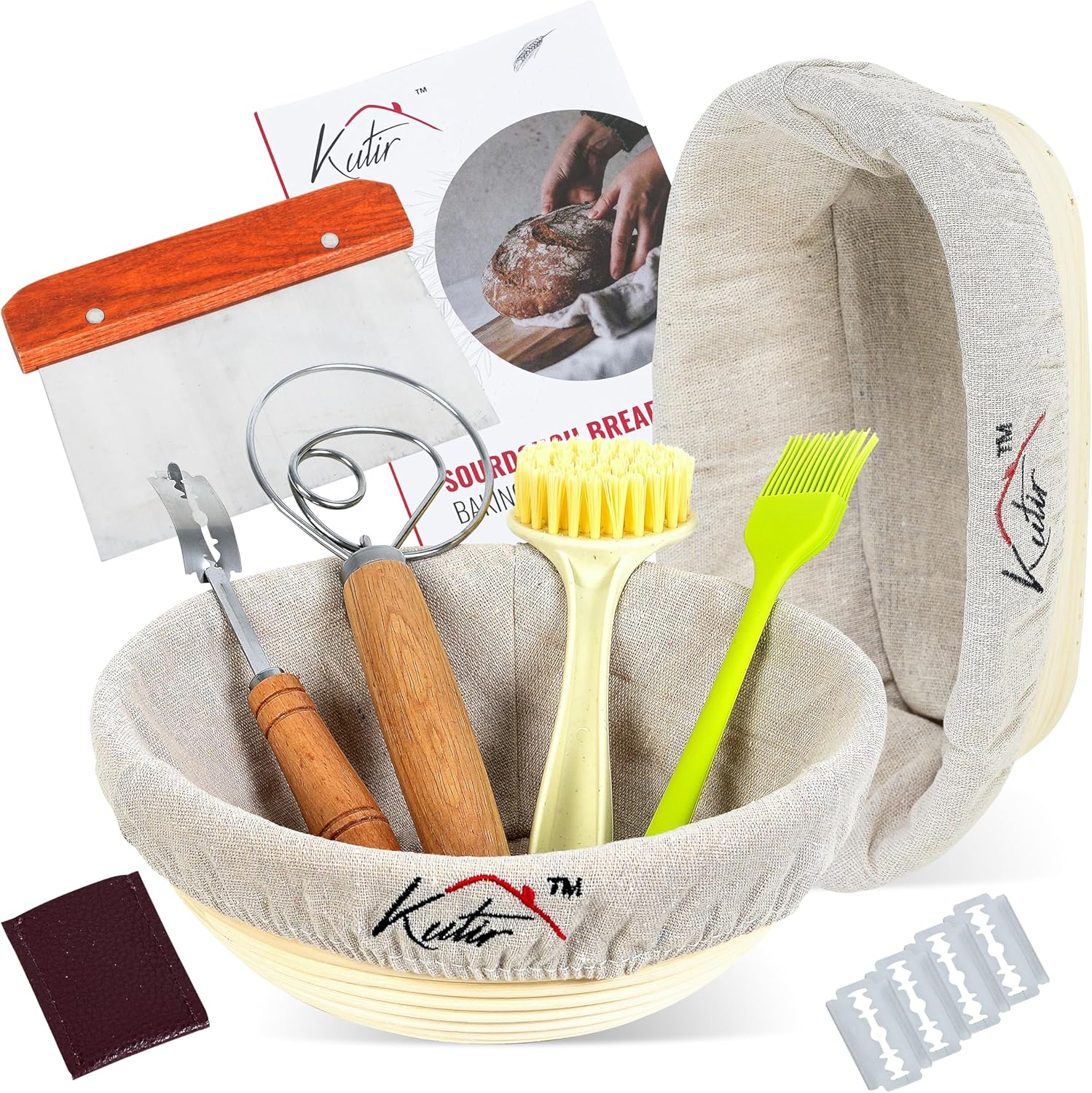 Banneton Bread Proofing Basket Set by Kutir - 9 Inch artisan bread making