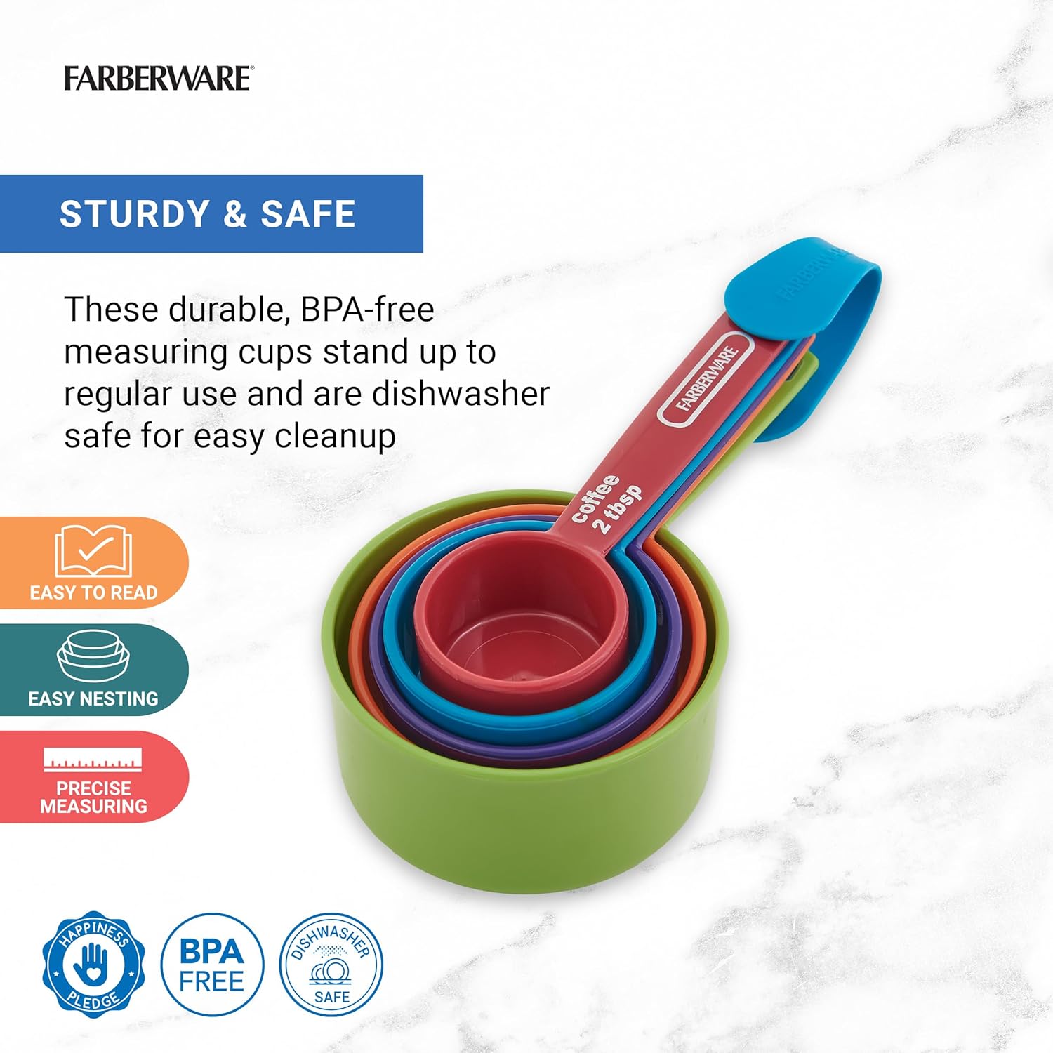 Farberware Professional Plastic Measuring Cups with Coffee Spoon, Set of 5 - Image 2