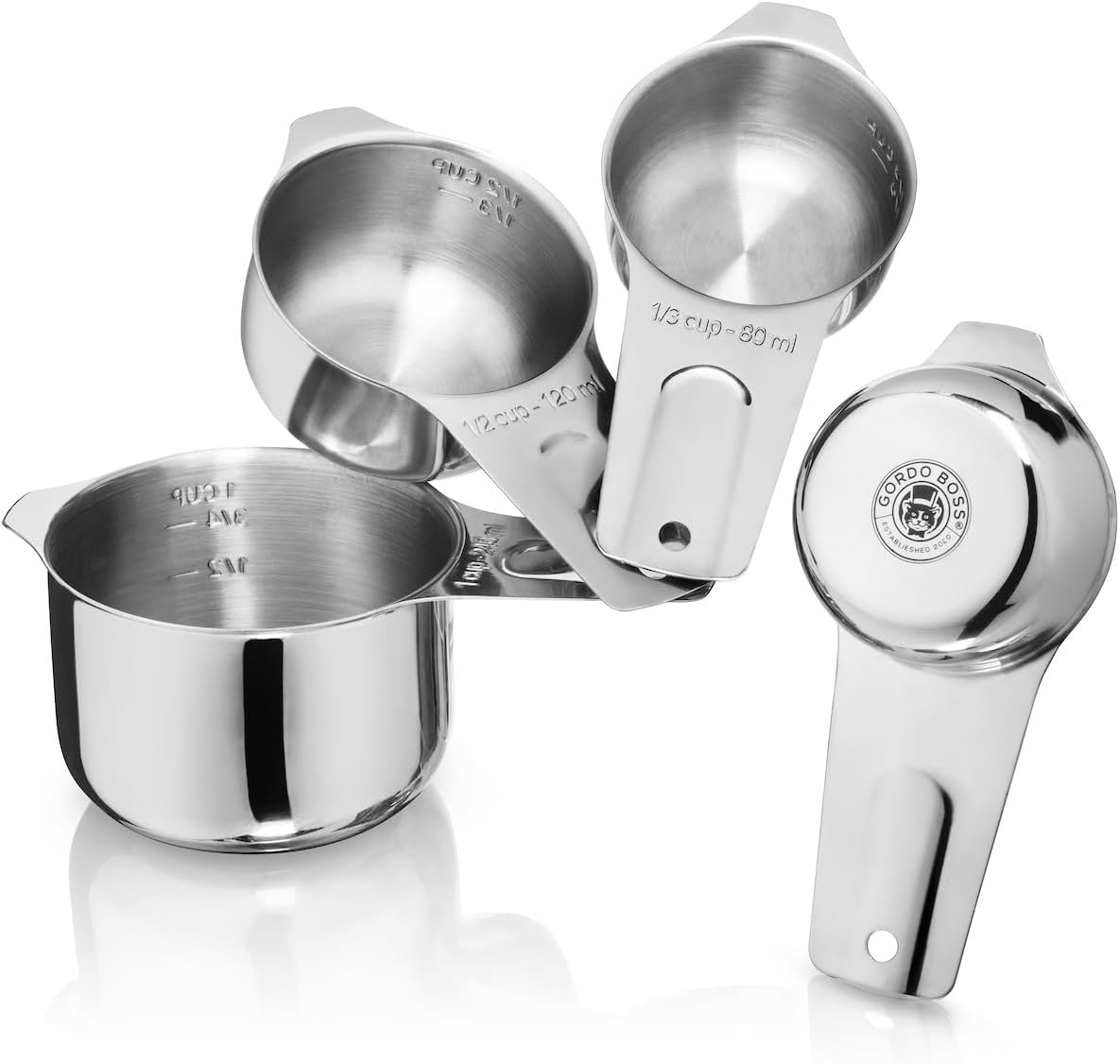 Stainless Steel Measuring Cups And Spoons Set - 13 Piece - Metal Kitchen Accessories For Cooking And Baking - Professional, Dishwasher Safe, Nesting, Stackable Design For Liquid And Dry Ingredients. - Image 2