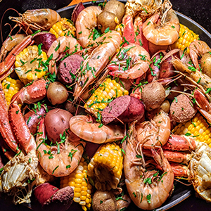 Close-up of Frogmore Stew 