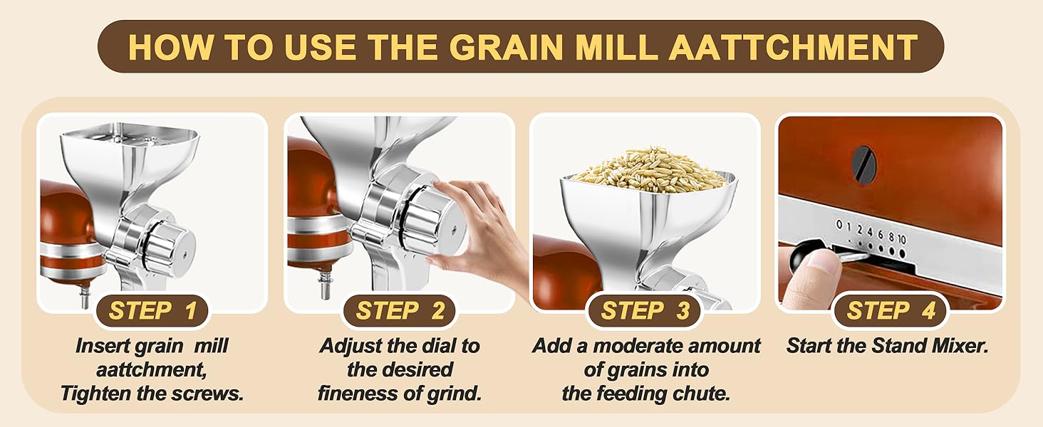 How to Grind with ALL Grain Mil Atachment for kitchenaid stand mixer?