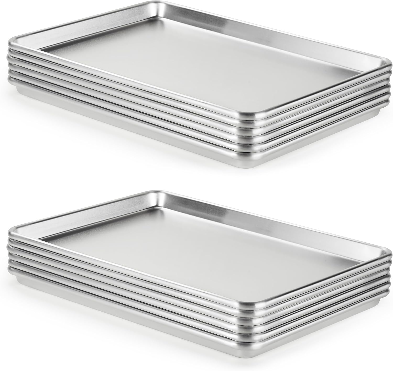 CURTA 12 Pack Aluminum Sheet Pan, NSF Listed Half Size non-stick baking sheets