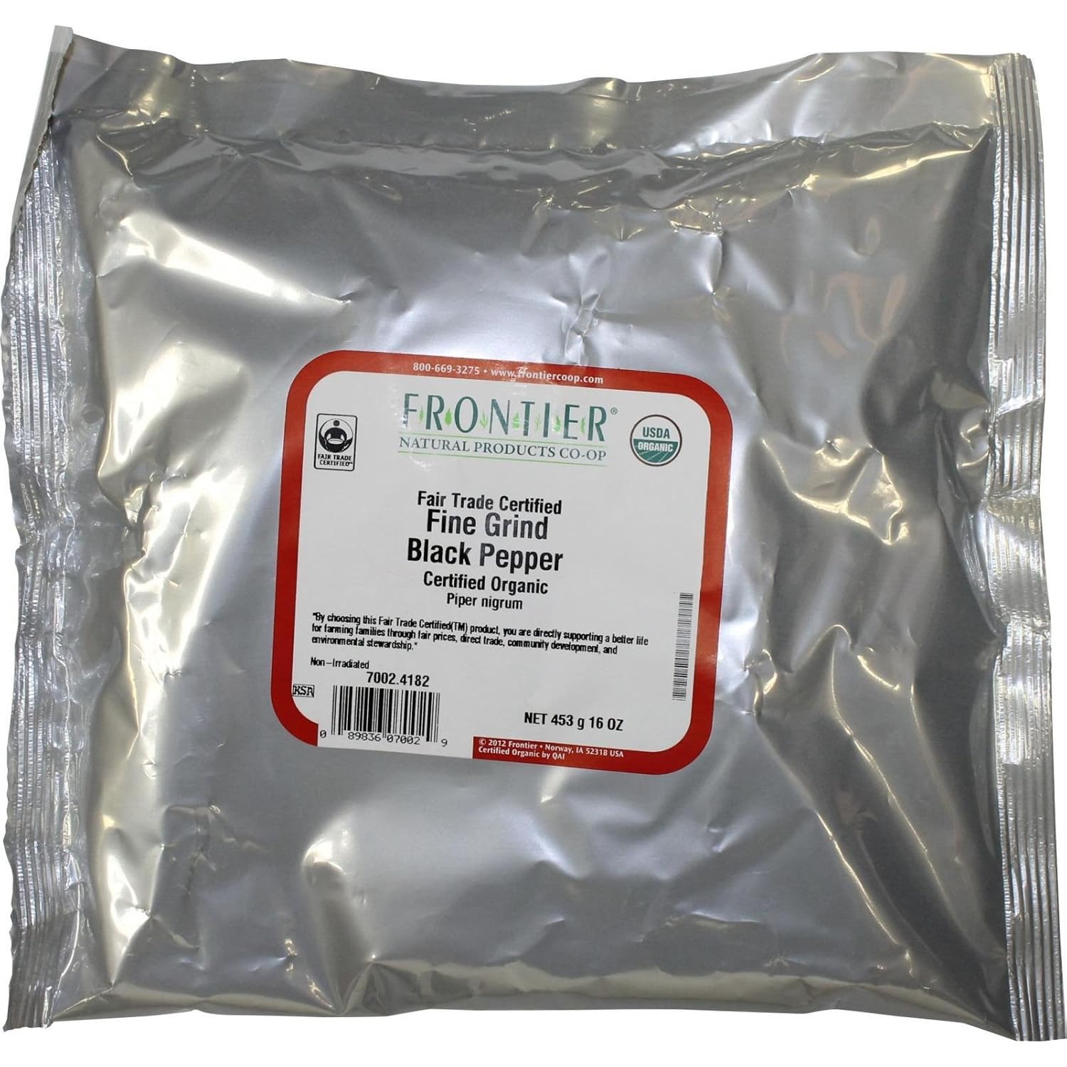 Frontier Herb Bulk Pepper Organic Black Fine Grind, 16 oz world spices and flavors