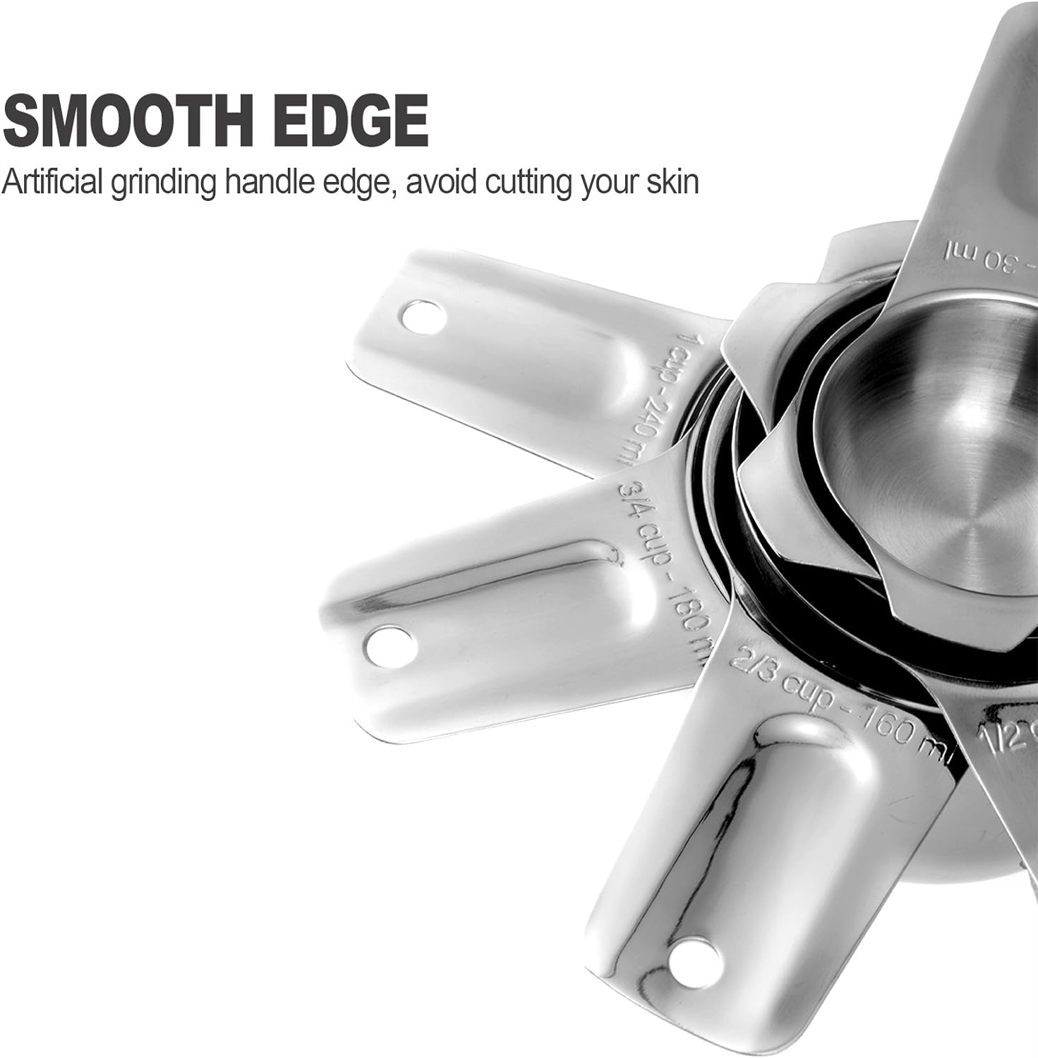 13-piece Measuring Cups and Spoons Set, 18/8 Stainless Steel Heavy Duty Ergonomic Handle with Ring Connector, Silver - Image 2