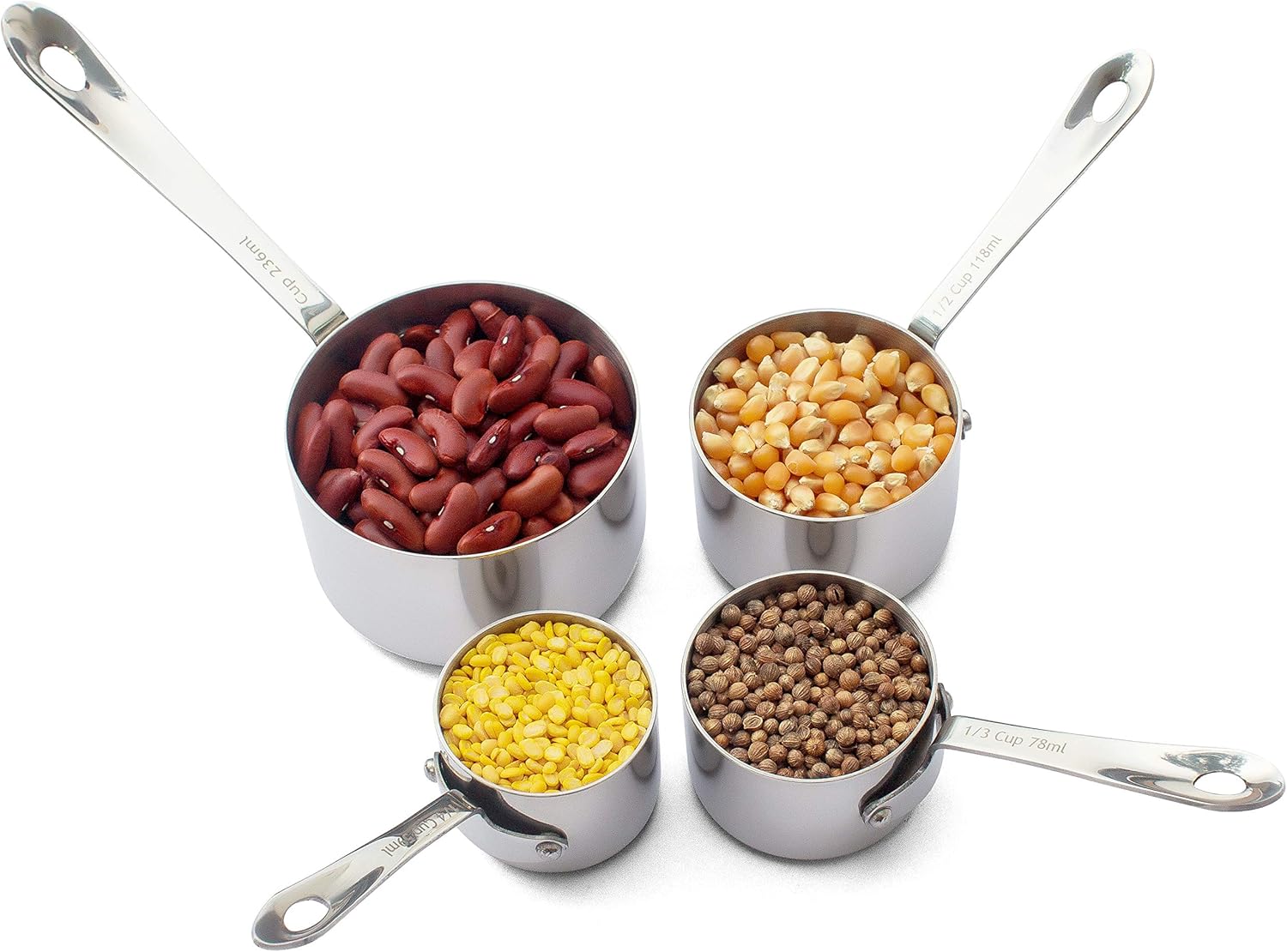 Heavy Duty Professional 10-pc Stainless Steel Measuring Cups and Spoons Set with Riveted Handles, Polished Stackable Measuring Cup and Measuring Spoon, Thick Gauge Steel, Built to Last a Lifetime - Image 3