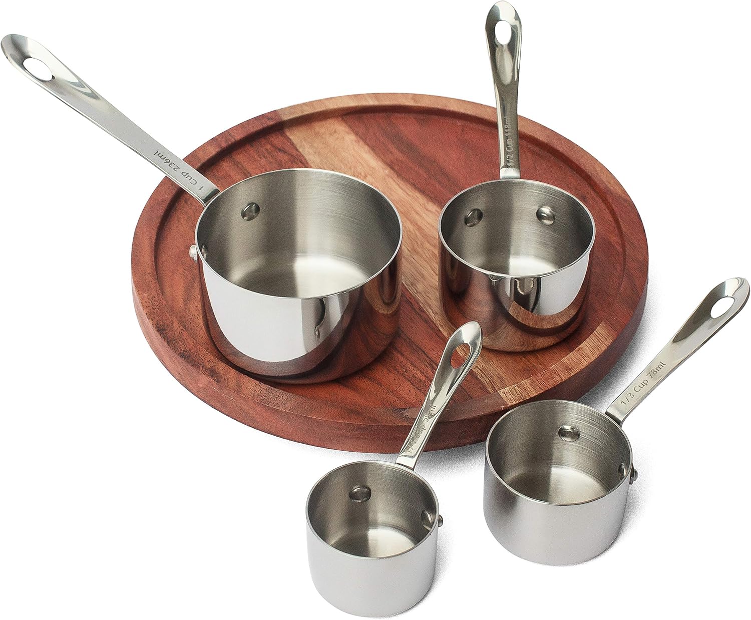 Heavy Duty Professional 10-pc Stainless Steel Measuring Cups and Spoons Set with Riveted Handles, Polished Stackable Measuring Cup and Measuring Spoon, Thick Gauge Steel, Built to Last a Lifetime - Image 2