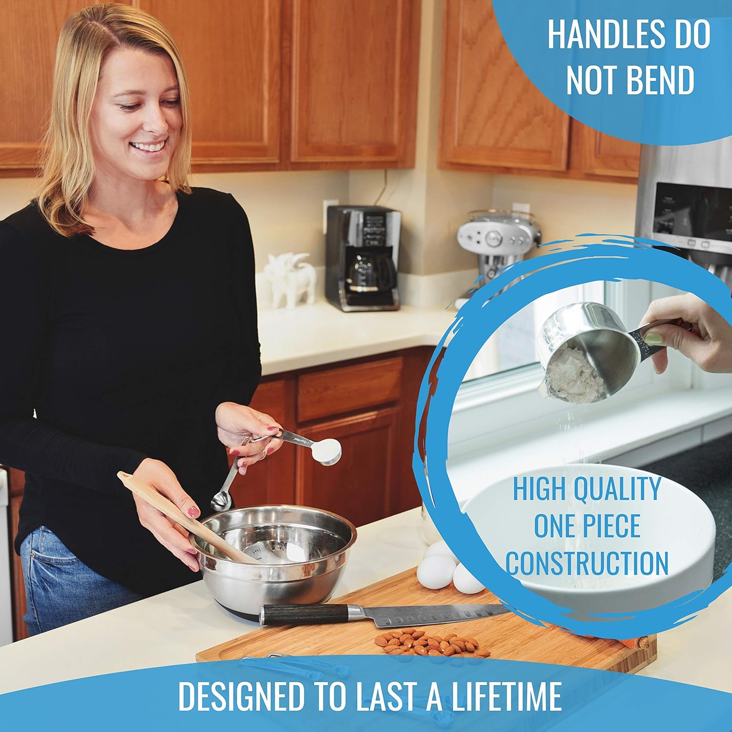 Stainless Steel Measuring Cups and Spoons Set of 16-7 Cup & 7 Spoon + Conversion Chart & Leveler - Kitchen Measuring Spoons and Cups - Dry Measure Cups Stainless Steel & Baking Metal Measuring Cups - Image 5