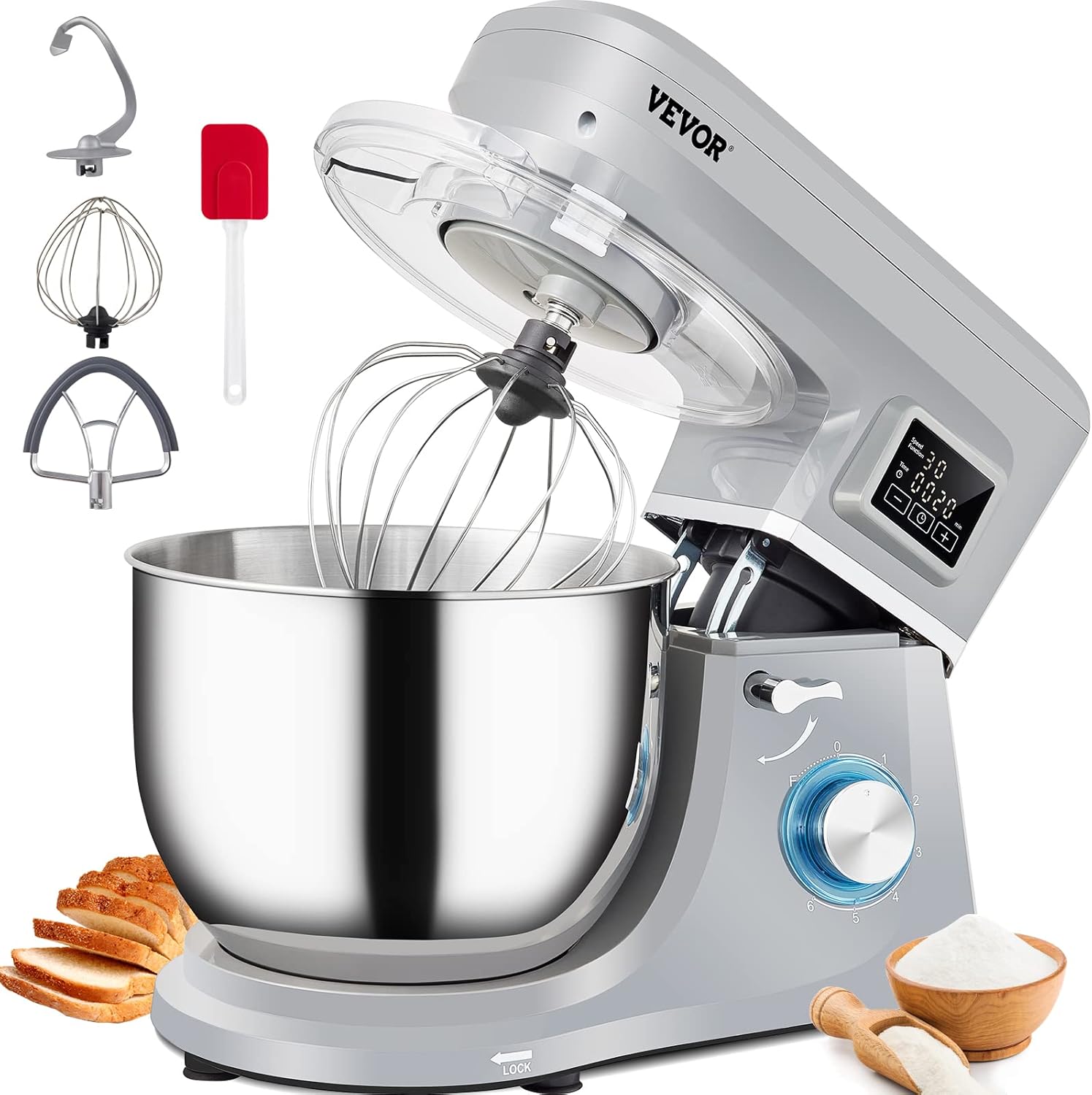 VEVOR Stand Mixer, 660W Electric Dough Mixer with 6 Speeds professional stand mixers