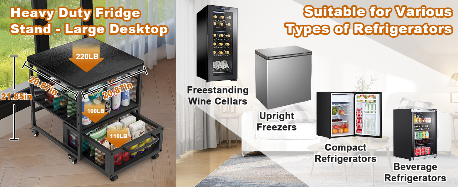 21x21in Mini Fridge Stand with Storage