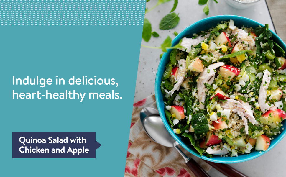 Indulge in delicious, heart-healthy meals. (Quinoa Salad with Chicken and Apple)