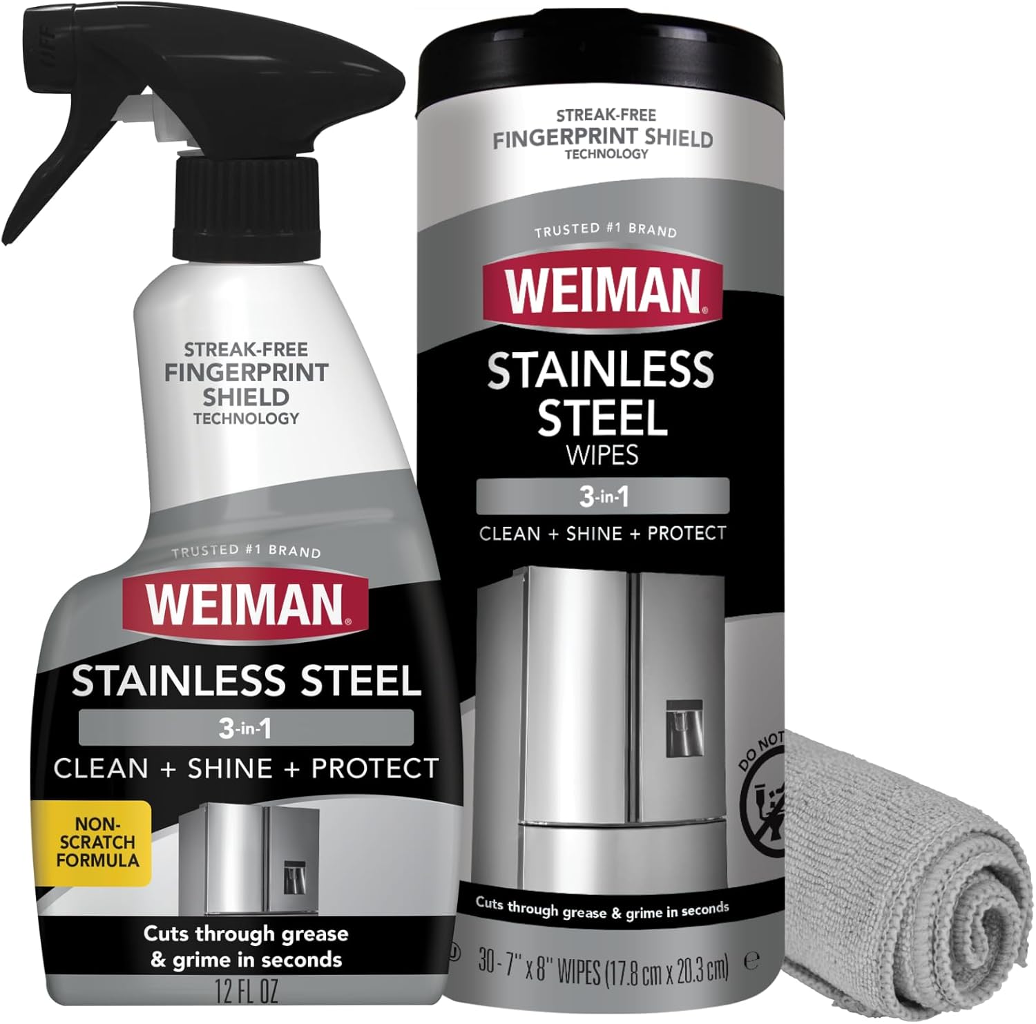 Weiman Stainless Steel Cleaner Kit - Removes Fingerprints, Residue, Water stainless steel appliances