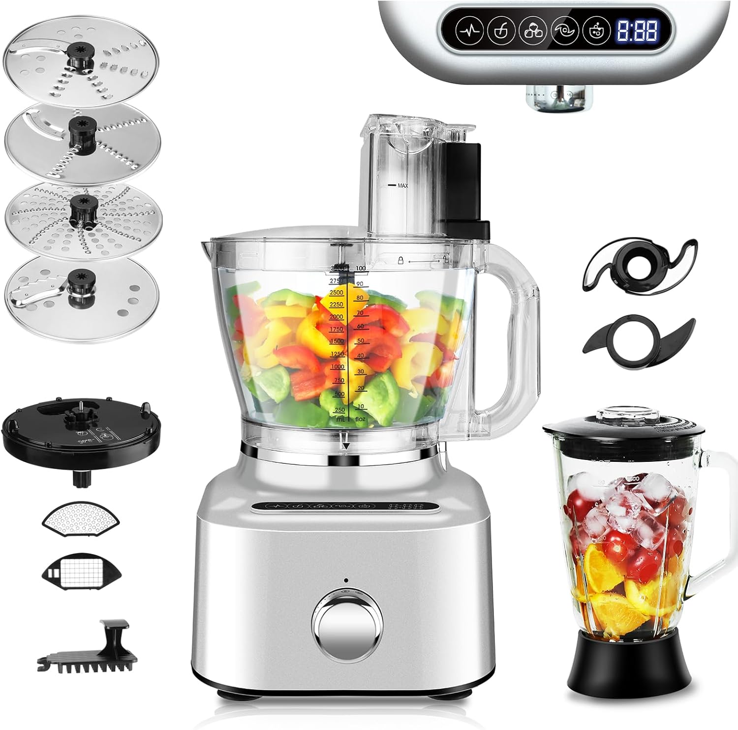 Homtone 16 Cup Food Processor, Aluminum-Diecast Blender and Food Processor food processors