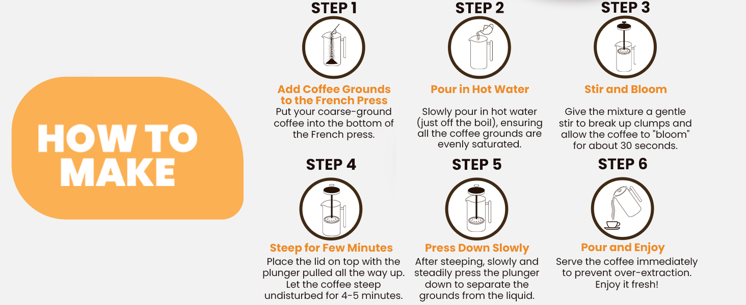 French press coffee maker, French Press stainless steel, 32 OZ French Press