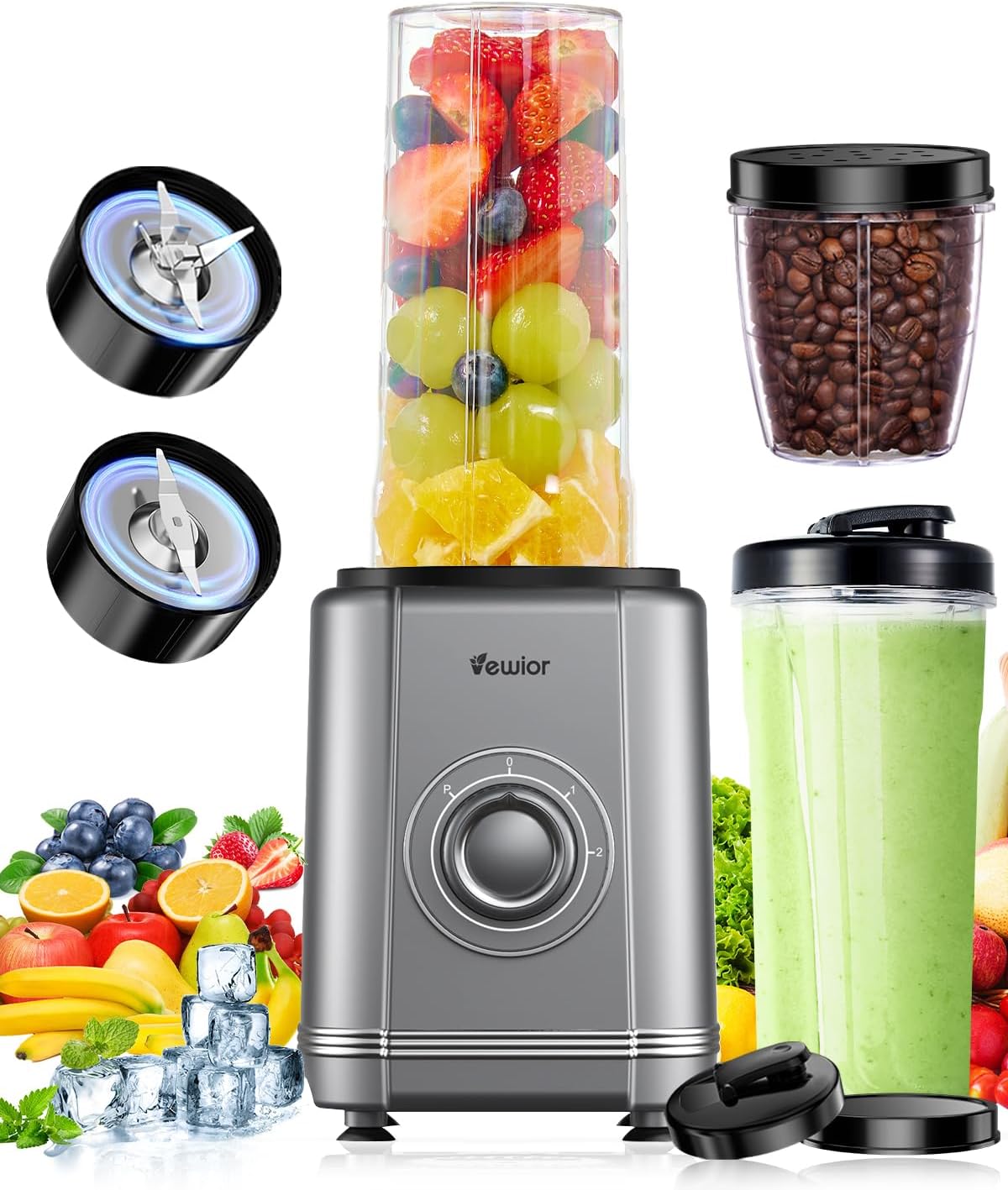 VEWIOR 1000W Blender for Shakes and Smoothies, Personal Blender with food processors