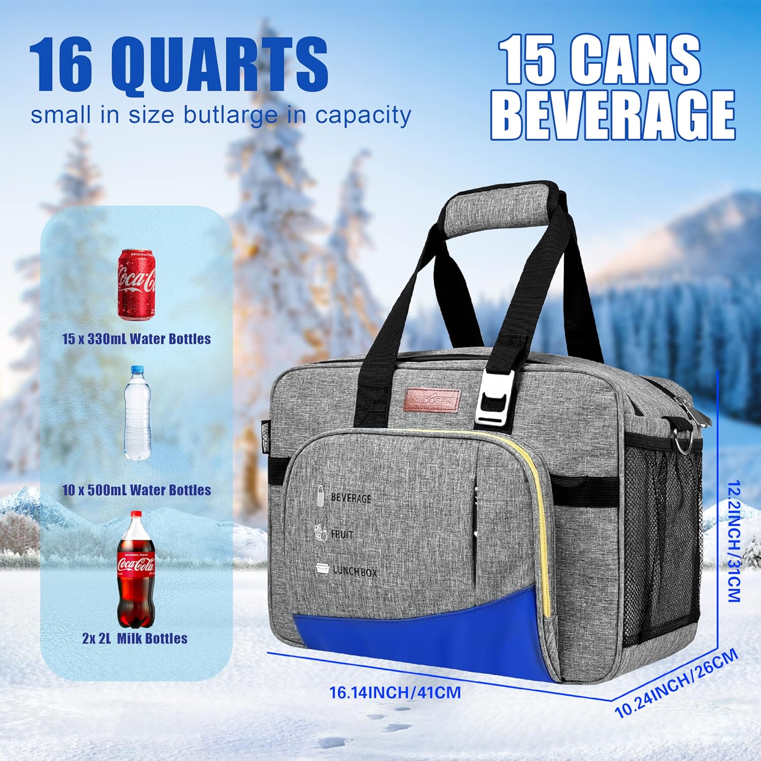 16 Quarts 12 Volt Portable Iceless Car Electric Cooler Bag 15L AC/DC Cool and Heat Thermal Plug in Compatible Mini Cooler Warmer All Season Trucker Fridge Long Haul Drivers - Image 4