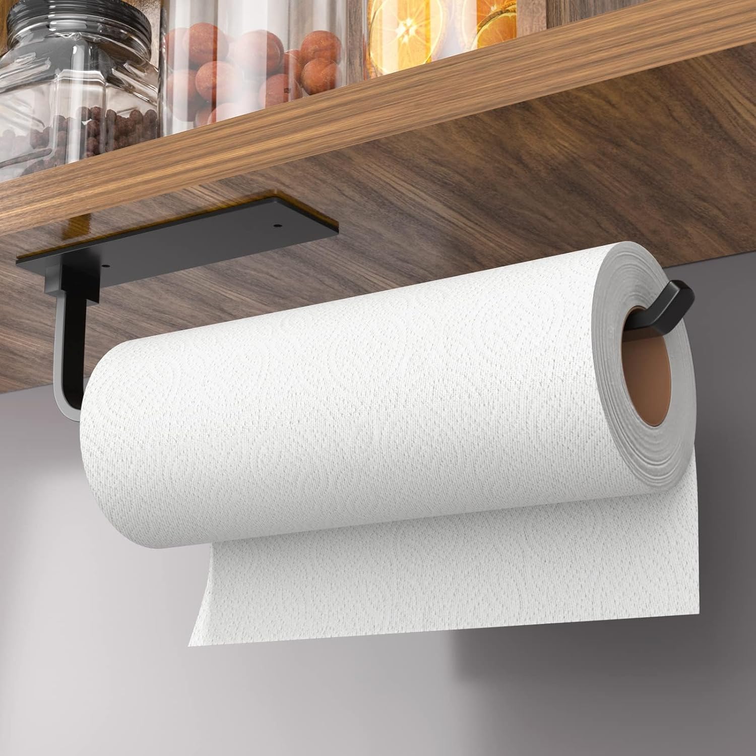 Paper Towel Holder - Self-Adhesive or Drilling, Matte Black, Upgraded smart kitchen appliances