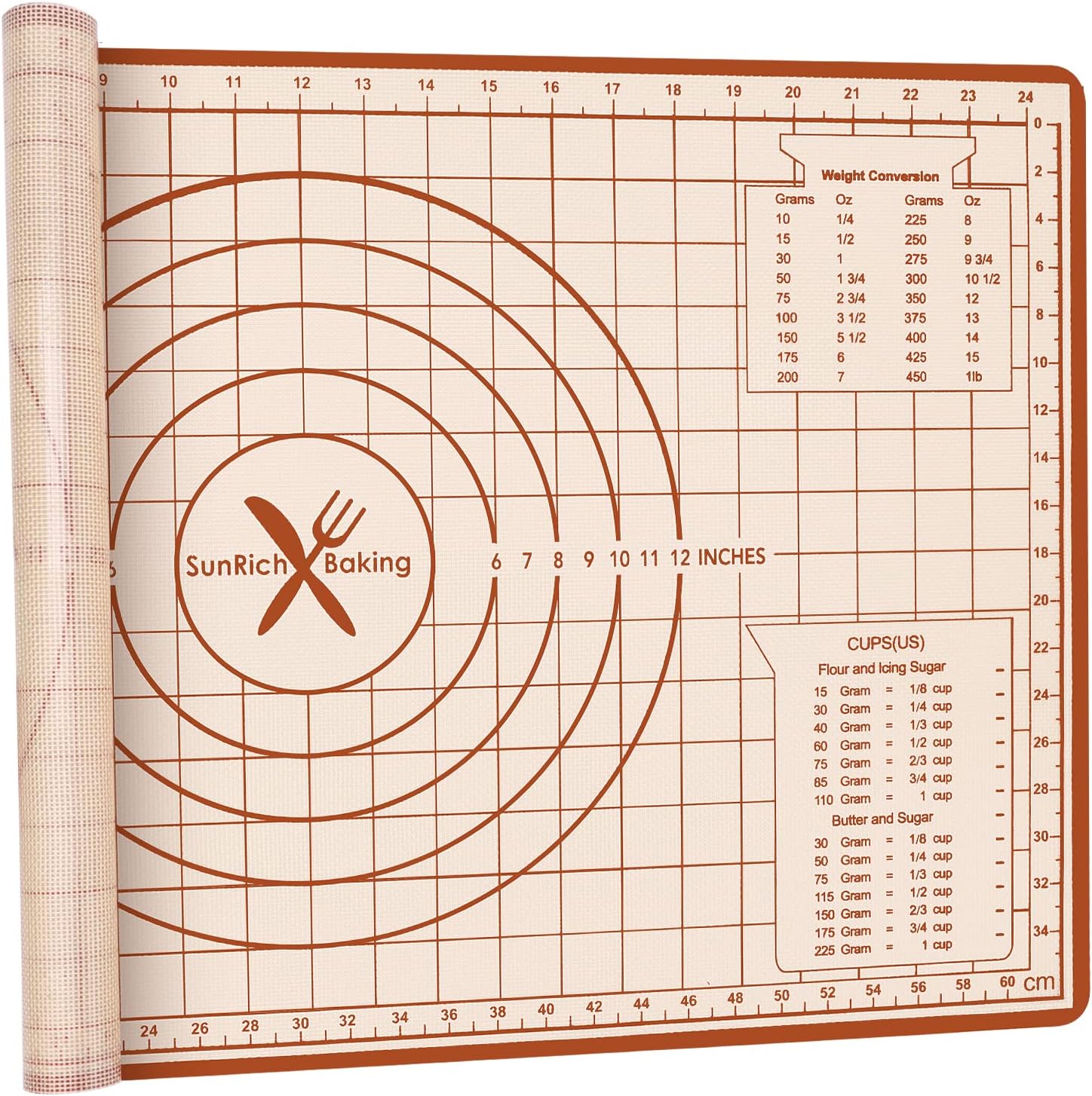 Silicone Baking Mat, Non Stick Pastry Mat with Measurement,26" x baking mats