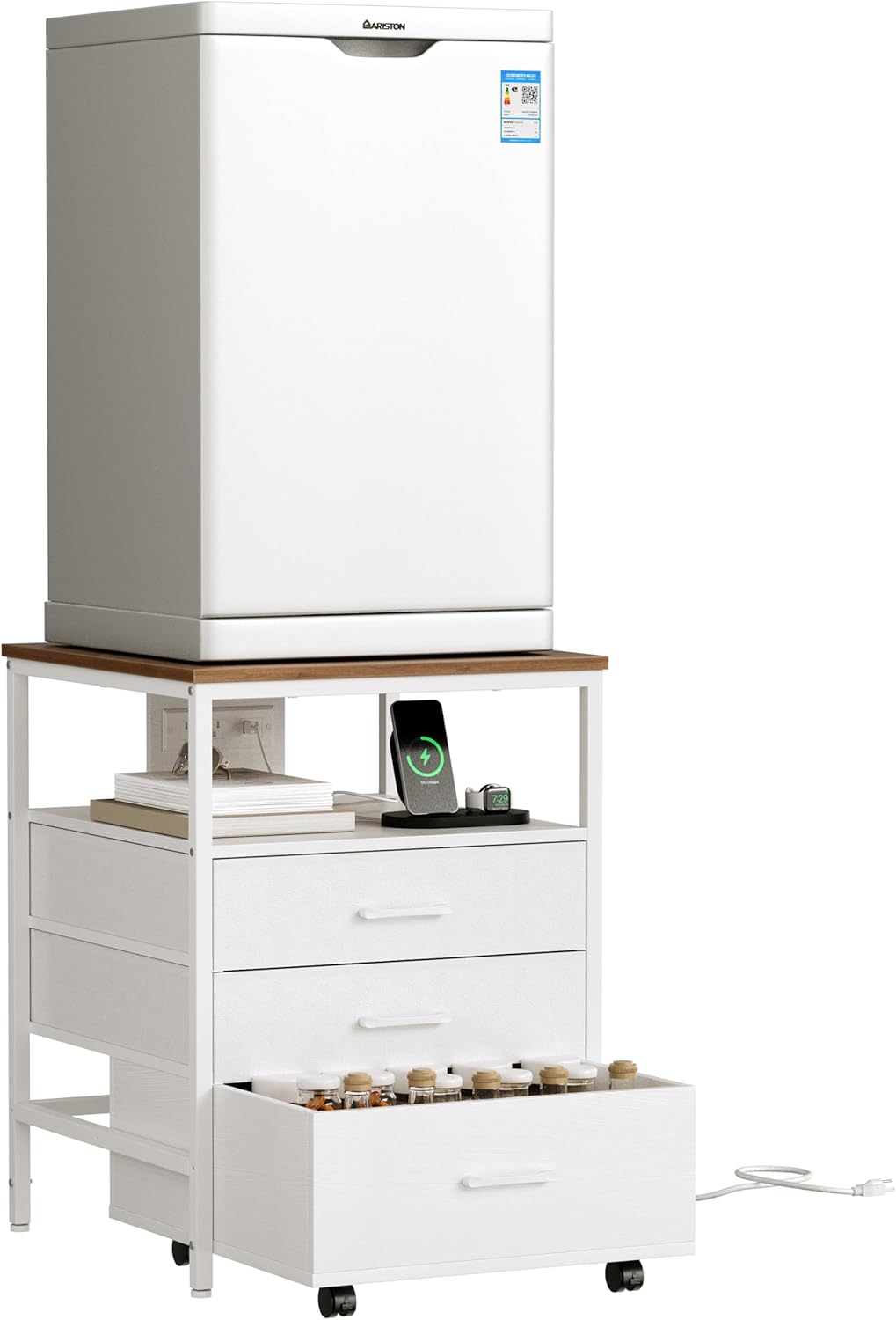 Mini Fridge Stand with Storage, Ergonomic 4-Tier Organizer Mini Fridge compact refrigerators