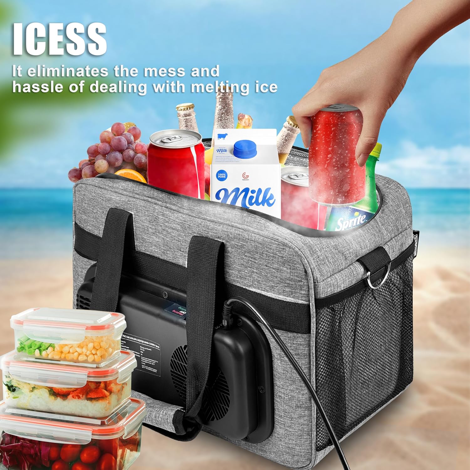 16 Quarts 12 Volt Portable Iceless Car Electric Cooler Bag 15L AC/DC Cool and Heat Thermal Plug in Compatible Mini Cooler Warmer All Season Trucker Fridge Long Haul Drivers - Image 3