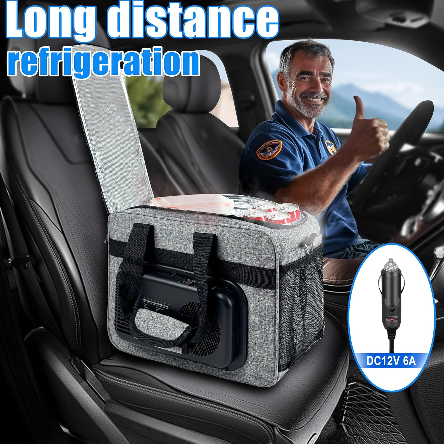 16 Quarts 12 Volt Portable Iceless Car Electric Cooler Bag 15L AC/DC Cool and Heat Thermal Plug in Compatible Mini Cooler Warmer All Season Trucker Fridge Long Haul Drivers - Image 7