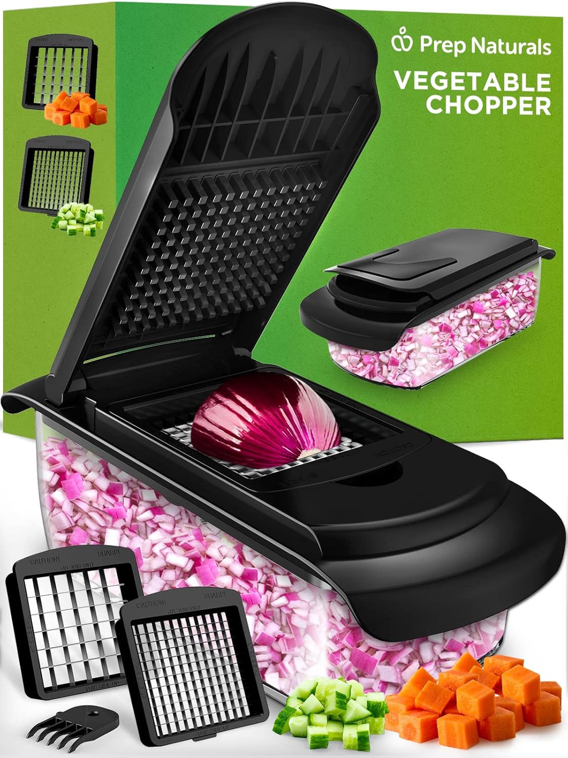 PrepNaturals Vegetable Chopper with Container, Veggie Chopper, Food Chopper & vegetable choppers