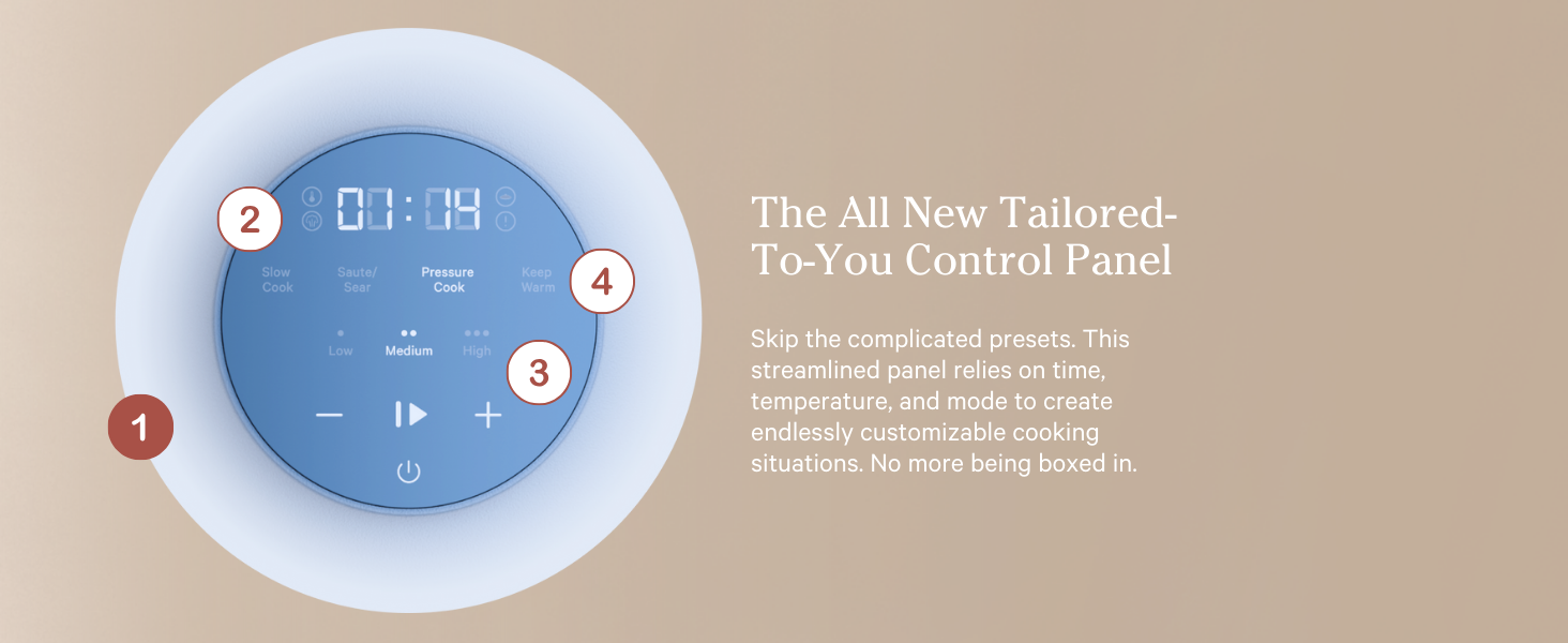 Pressure cooker slow cook lid touch presets electric rice steamer sauce warm cookware meats poultry 