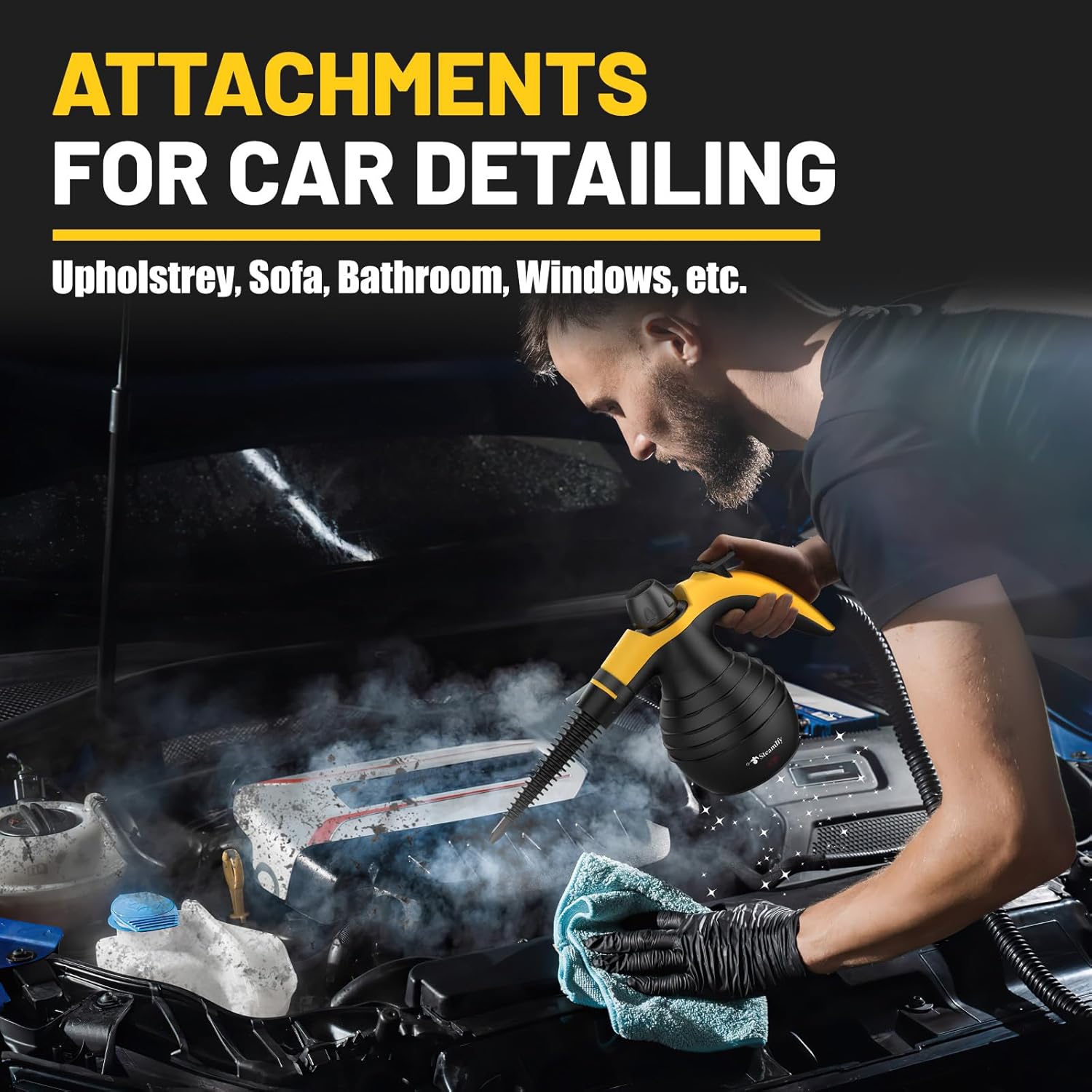 Pressurized Handheld Steam Cleaner with 10pcs Accessories & Safety Lock, Multi-Purpose & Powerful Home Use Steamer for Cleaning, Car, Bathroom, Shower, Upholstery, Grout, Window - Image 7