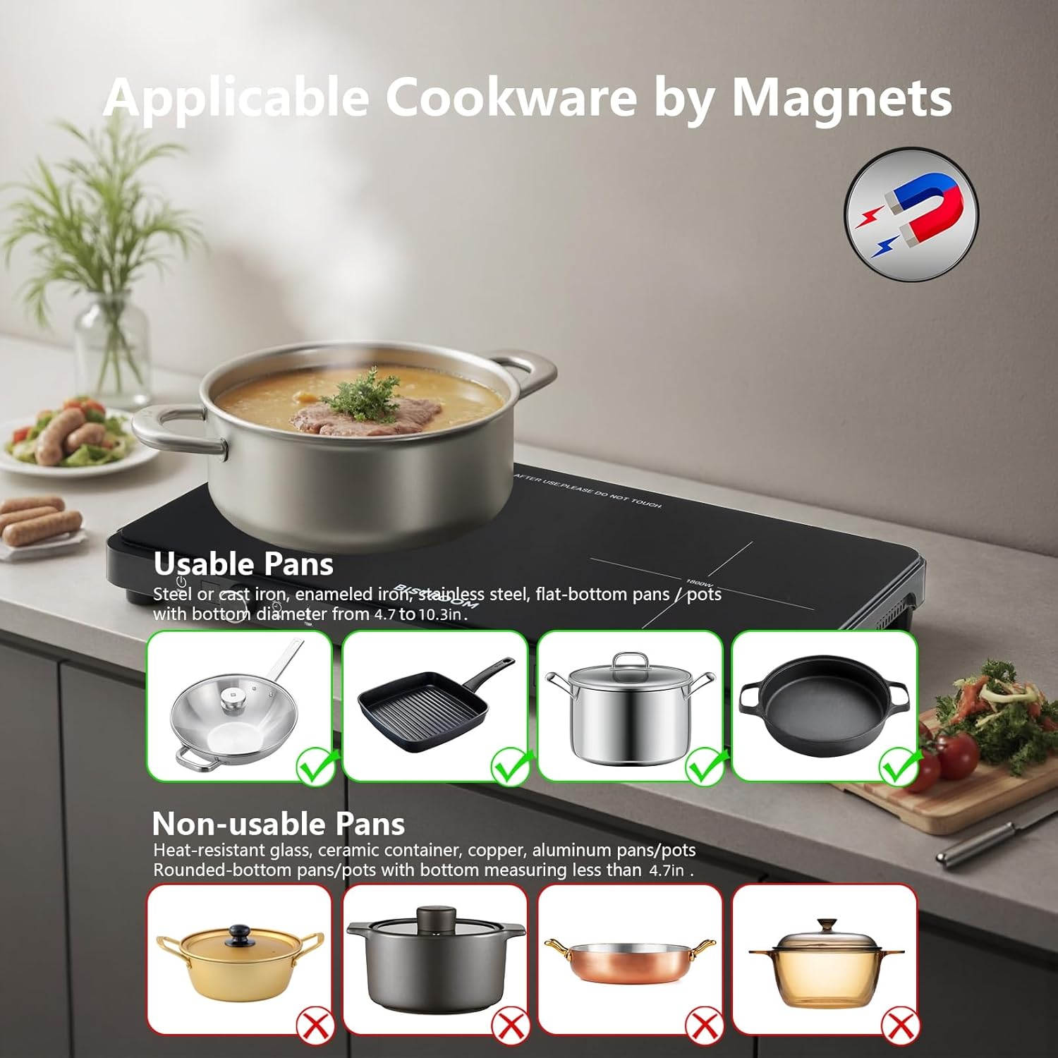 Double Burner Induction Cooktop Continuous Low Power 9 Temperature Countertop Knob Control 1800W 18 Power 2 Electric Sensor Touch Timer Stove - Image 2