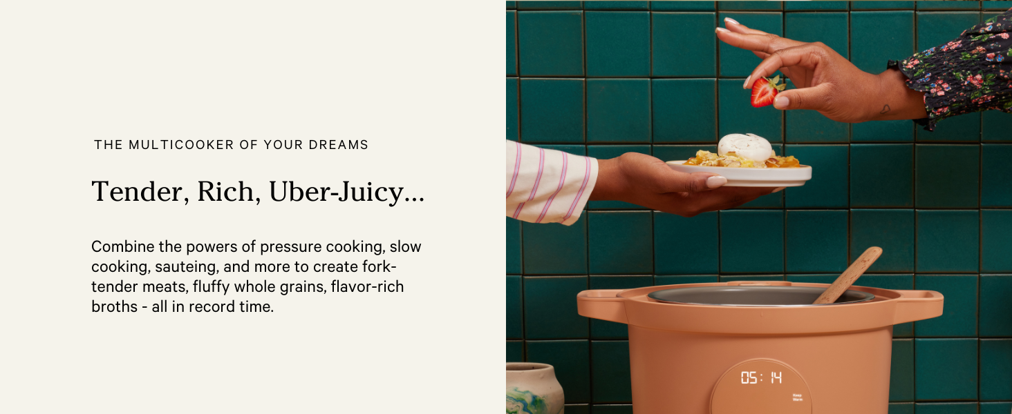 Pressure cooker slow cook lid touch presets electric rice steamer sauce warm cookware meats poultry 